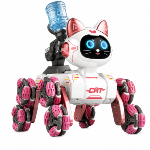 Eight-Wheel Stunt Robot Cat with Dual Control | Stunt Actions, Straight Driving, 360° Spinning, Drifting, Gel Ball Shooting, Spray Attack, Singing and Dancing, LED Lights, HD Camera | Educational Toy Gift for Kids, Birthday & Holiday Gift