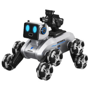 Eight-Wheel Stunt Robot Dog with Dual Control | Stunt Actions, Straight Driving, 360° Spinning, Drifting, Gel Ball Shooting, Spray Attack, Singing and Dancing, LED Lights, HD Camera | Educational Toy Gift for Kids, Birthday & Holiday Gift