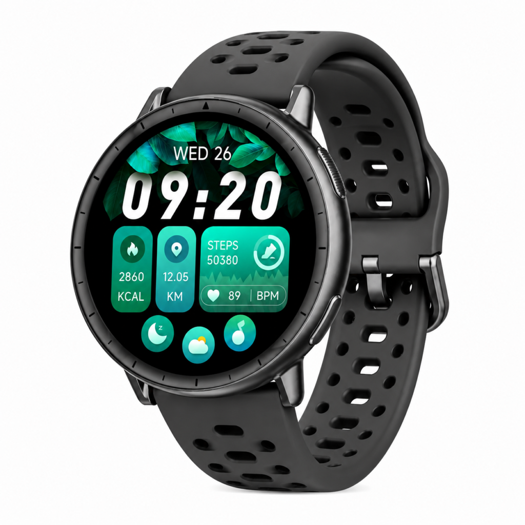 Vita 3 Smart Watch – 1.32" AMOLED Display, Built-in GPS, Compass & Barometer, 5ATM Waterproof, 8-Day Battery Life, Activity & Fitness Tracking, Heart Rate & Blood Oxygen Monitoring, Sleep & Stress Tracking, Multi-Sport Modes, Bluetooth Calling, Voice Assistant